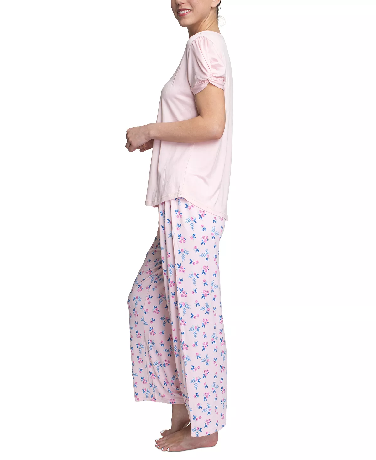 Muk Luks Solid Top & Printed Pants Pajama Set 5 Muk Luks Solid Top & Printed Pants Pajama Set - Image 5