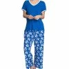 Muk Luks Women's Slub V-Neck & Wide-Leg Pajama Pants Set