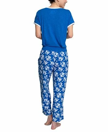 Muk Luks Women's Slub V-Neck & Wide-Leg Pajama Pants Set 2 Muk Luks Women's Slub V-Neck & Wide-Leg Pajama Pants Set - Image 2