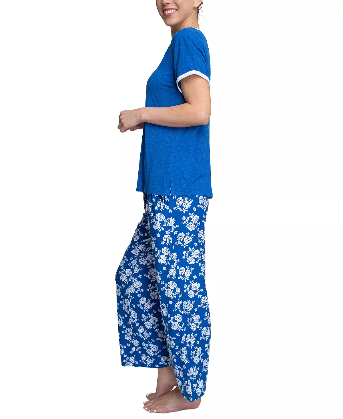 Muk Luks Women's Slub V-Neck & Wide-Leg Pajama Pants Set 3 Muk Luks Women's Slub V-Neck & Wide-Leg Pajama Pants Set - Image 3