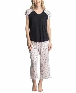 Muk Luks Women's Twinning 2-Pc. Short Sleeve & Capri Pajama Set