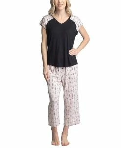 Muk Luks Women's Twinning 2-Pc. Short Sleeve & Capri Pajama Set -White Mark Shop 21534534 fpx