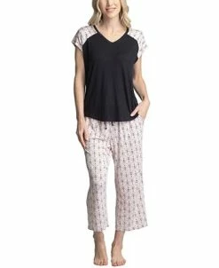 Muk Luks Women's Twinning 2-Pc. Short Sleeve & Capri Pajama Set -White Mark Shop 21534539 fpx
