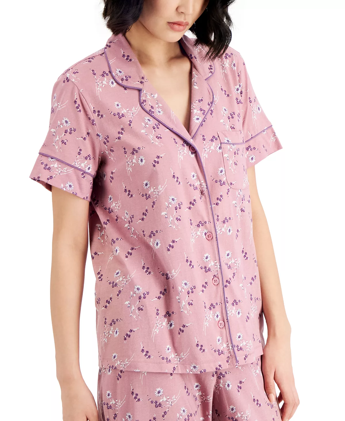 Charter Club Women's Notch-Collar & Cropped Pajama Pants Set 3 Charter Club Women's Notch-Collar & Cropped Pajama Pants Set - Image 3