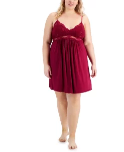 INC International Concepts Plus-Size Lace-Detail Heavenly Soft Nightgown, Created For Macy's -White Mark Shop 21595597 fpx