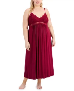 INC International Concepts Plus Size Lace Cup Long Nightgown, Created For Macy's -White Mark Shop 21596126 fpx