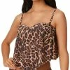 Bar III Women's Cheetah Bandeau Tankini Top, Created For Macy's