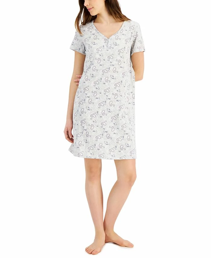Charter Club Women's Short Sleeve Cotton Essentials Chemise Nightgown, Created For Macy's 1 Charter Club Women's Short Sleeve Cotton Essentials Chemise Nightgown, Created For Macy's