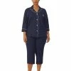 Lauren Ralph Lauren Plus Size Button-Front Top And Pants Pajama Set