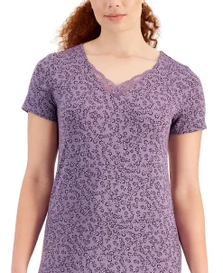 Charter Club Women's Short-Sleeve Floral Nightgown, Created For Macy's 9 Charter Club Women's Short-Sleeve Floral Nightgown, Created For Macy's -White Mark Shop 21750801 fpx