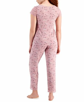 Charter Club Women's Printed Lace-Trim 2-Pc. Pajama Set, Created For Macy's 2 Charter Club Women's Printed Lace-Trim 2-Pc. Pajama Set, Created For Macy's - Image 2