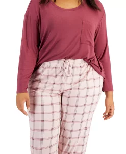 Alfani Plus Size Plaid Sleep Jogger Pants, Created For Macy's -White Mark Shop 21750964 fpx