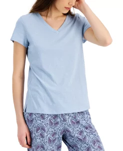 Charter Club Everyday Cotton V-Neck Pajama T-Shirt, Created For Macy's -White Mark Shop 21770300 fpx