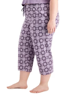 Charter Club Plus Size Printed Cotton Sleep Pants, Created For Macy's -White Mark Shop 21774857 fpx