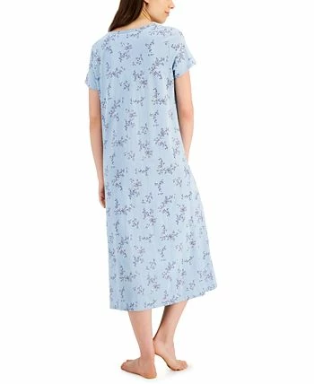 Charter Club Women's Short Sleeve Cotton Essentials Printed Midi Nightgown, Created For Macy's 2 Charter Club Women's Short Sleeve Cotton Essentials Printed Midi Nightgown, Created For Macy's - Image 2