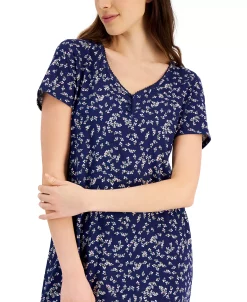 Charter Club Women's Short Sleeve Cotton Essentials Printed Midi Nightgown, Created For Macy's 8 Charter Club Women's Short Sleeve Cotton Essentials Printed Midi Nightgown, Created For Macy's -White Mark Shop 21775091 fpx