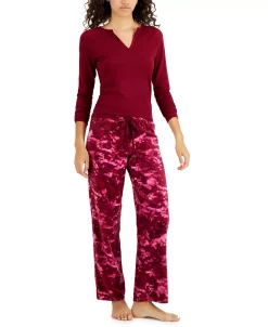 Jenni Women's Printed Wide-Leg Fleece Pajama Pants, Created For Macy's