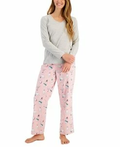 Charter Club V-Neck T-Shirt & Flannel Pants Pajama Set, Created For Macy's