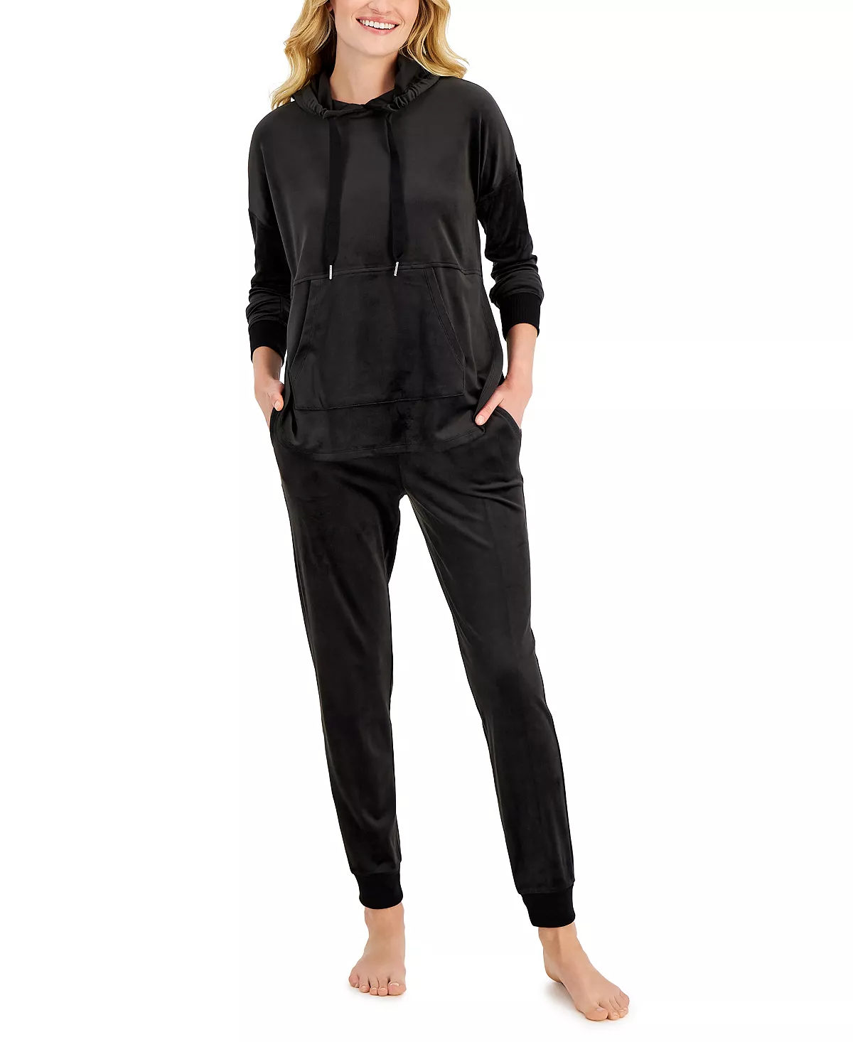 Alfani Velour Hoodie & Pants Pajama Set, Created For Macy's 1 Alfani Velour Hoodie & Pants Pajama Set, Created For Macy's