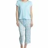 Muk Luks Women's Plus Size Short Sleeve & Capri Pant Pajama Set