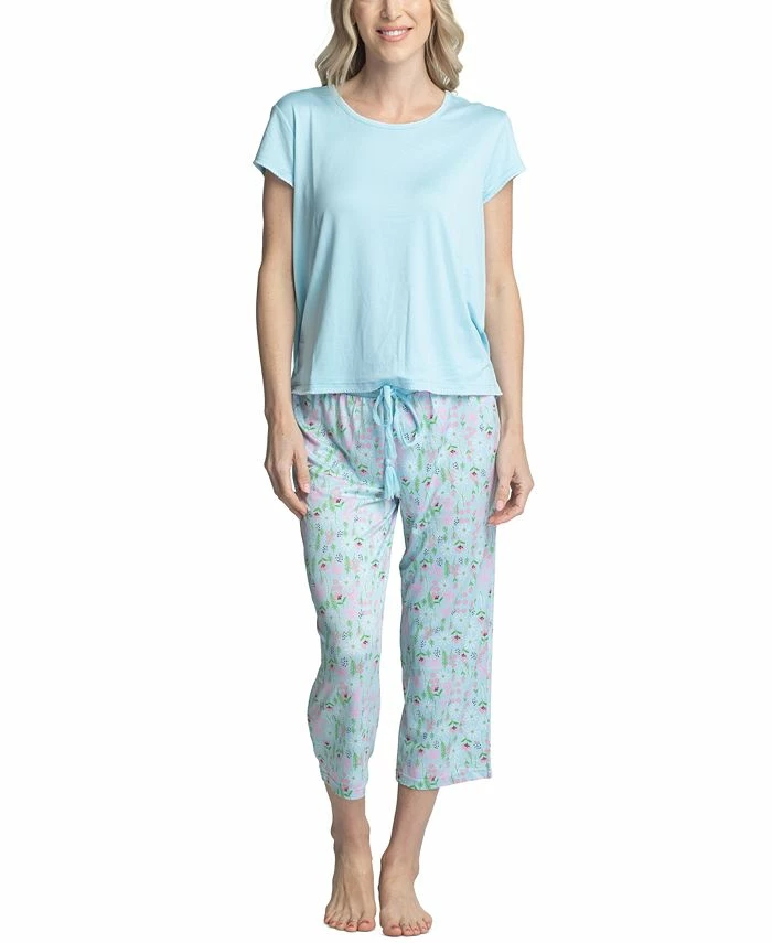 Muk Luks Women's Plus Size Short Sleeve & Capri Pant Pajama Set 1 Muk Luks Women's Plus Size Short Sleeve & Capri Pant Pajama Set