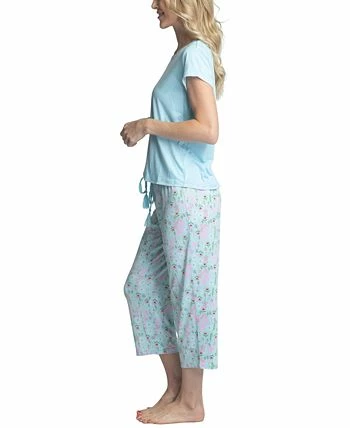 Muk Luks Women's Plus Size Short Sleeve & Capri Pant Pajama Set 3 Muk Luks Women's Plus Size Short Sleeve & Capri Pant Pajama Set - Image 3