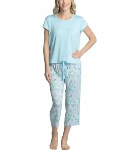 Muk Luks Women's Plus Size Short Sleeve & Capri Pant Pajama Set 11 Muk Luks Women's Plus Size Short Sleeve & Capri Pant Pajama Set -White Mark Shop 21900387 fpx