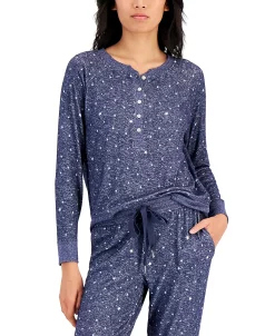 Alfani Women's Long-Sleeve Hacci Pajama Top, Created For Macy's 7 Alfani Women's Long-Sleeve Hacci Pajama Top, Created For Macy's -White Mark Shop 21904382 fpx
