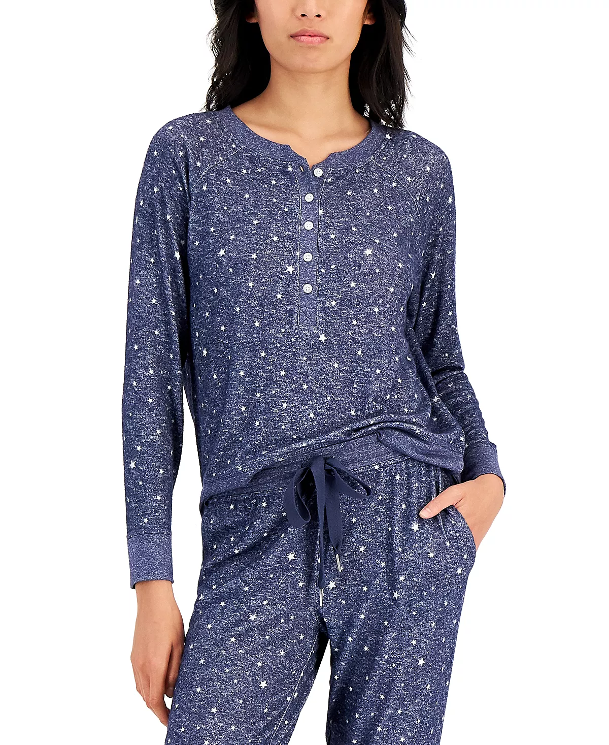 Alfani Women's Long-Sleeve Hacci Pajama Top, Created For Macy's 4 Alfani Women's Long-Sleeve Hacci Pajama Top, Created For Macy's - Image 4