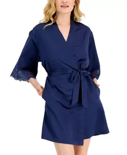 INC International Concepts Women's Shine Lace Wrap Robe, Created For Macy's