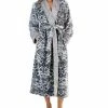 Charter Club Women's Plush Long Floral Scroll Wrap Robe, Created For Macy's