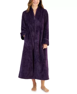 Charter Club Petite Women's Long Zigzag Zipper Robe, Created For Macy's