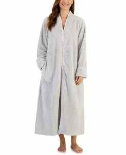Charter Club Woman's Plush Zig Zag Zipper Robe, Created For Macy's