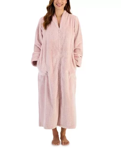 Charter Club Woman's Plush Zig Zag Zipper Robe, Created For Macy's -White Mark Shop 21914370 fpx