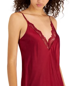 INC International Concepts Lace-Trim Long Satin Lingerie Nightgown, Created For Macy's -White Mark Shop 21921050 fpx