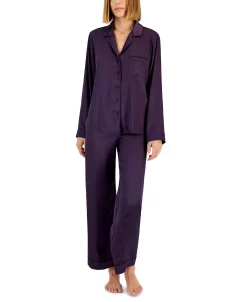 INC International Concepts Satin Notch Collar Pajama Set, Created For Macy's -White Mark Shop 21932641 fpx
