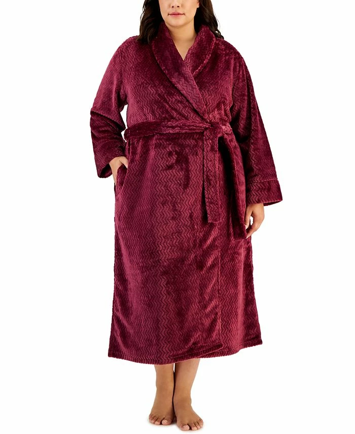 Charter Club Plus Size Plush Zig Zag Wrap Robe, Created For Macy's 1 Charter Club Plus Size Plush Zig Zag Wrap Robe, Created For Macy's