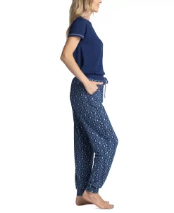 Muk Luks Plus Size Crewneck Top & Printed Jogger Pajama Pants Set -White Mark Shop 21933419 fpx