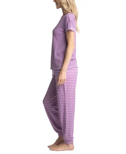 Muk Luks Women's Ribbed Crewneck & Printed Jogger Pajama Pants Set -White Mark Shop 21933464 fpx