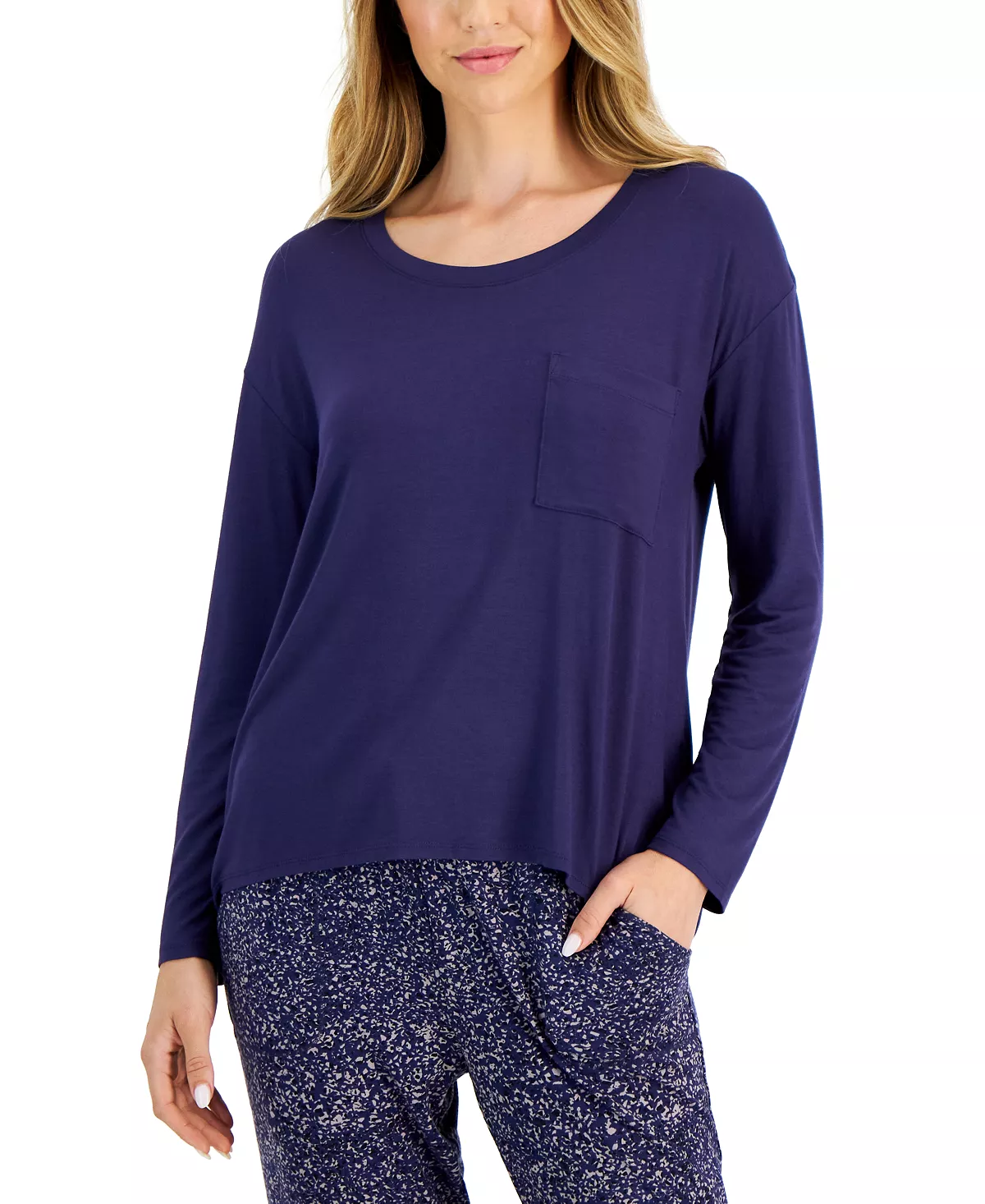 Alfani Women's Long-Sleeve Jersey Sleep Top, Created For Macy's 4 Alfani Women's Long-Sleeve Jersey Sleep Top, Created For Macy's - Image 4