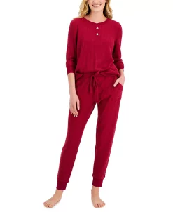 Alfani Thermal Henley Pajama Set, Created For Macy's -White Mark Shop 21968221 fpx