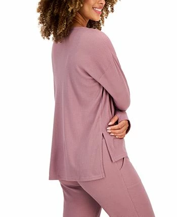 Jenni Women's Solid Waffle Henley Sleep Top, Created For Macy's 2 Jenni Women's Solid Waffle Henley Sleep Top, Created For Macy's - Image 2