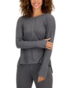 Jenni Women's Waffle Henley Sleep Top, Created For Macy's -White Mark Shop 21969427 fpx