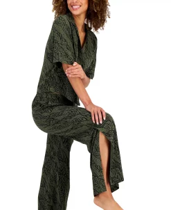 Alfani Women's Printed Cropped Notch Pajama Set, Created For Macy's -White Mark Shop 21985049 fpx