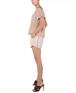 Black Tape Women's Striped High Rise Shorts 6 Black Tape Women's Striped High Rise Shorts -White Mark Shop 22062585 fpx