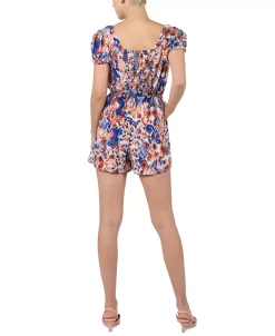 Black Tape Women's Floral-Print Cotton Romper 8 Black Tape Women's Floral-Print Cotton Romper -White Mark Shop 22068672 fpx