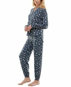 Roudelain Women's Cozy Luxe Floral Henley Pajama Set 11 Roudelain Women's Cozy Luxe Floral Henley Pajama Set -White Mark Shop 22091129 fpx