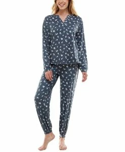 Roudelain Women's Cozy Luxe Floral Henley Pajama Set 12 Roudelain Women's Cozy Luxe Floral Henley Pajama Set -White Mark Shop 22091130 fpx