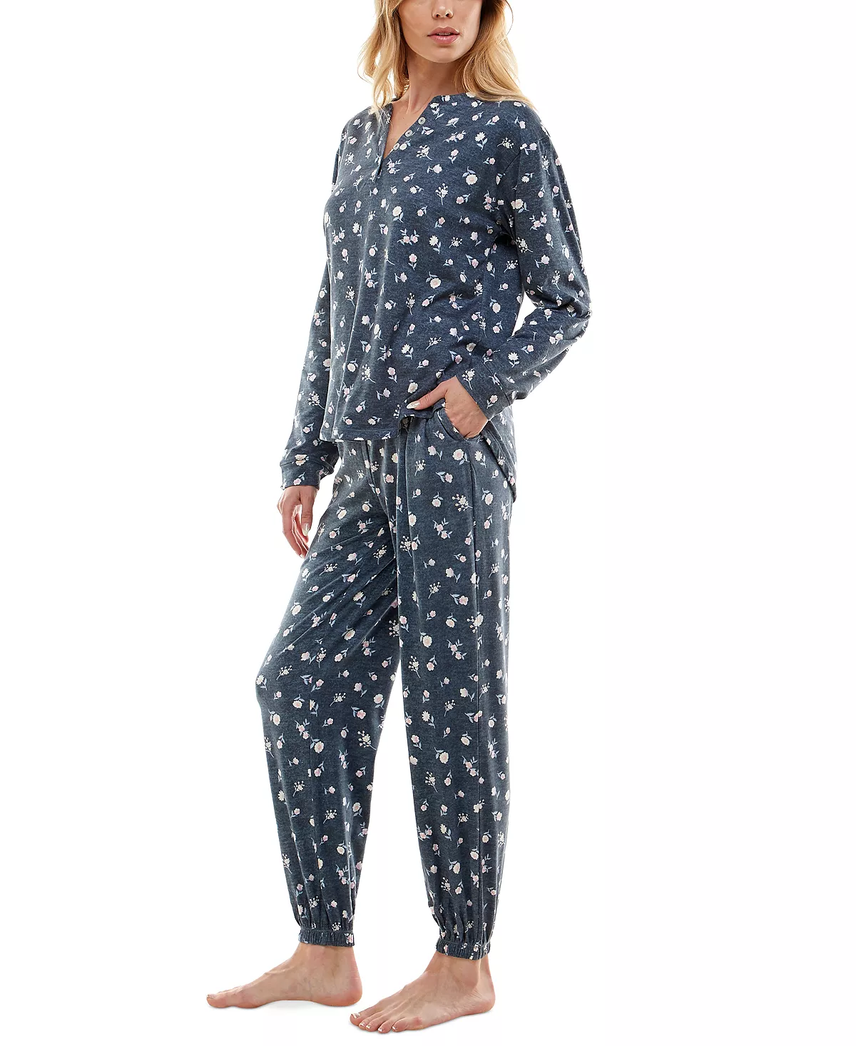 Roudelain Women's Cozy Luxe Floral Henley Pajama Set 8 Roudelain Women's Cozy Luxe Floral Henley Pajama Set - Image 8