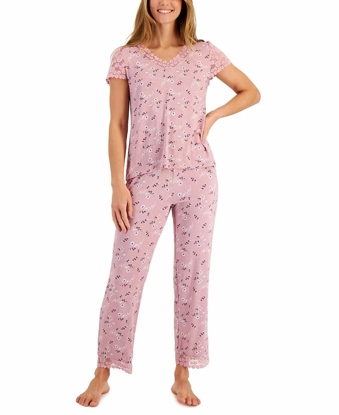 Charter Club Women's Printed Lace-Trim 2-Pc. Pajama Set, Created For Macy's 1 Charter Club Women's Printed Lace-Trim 2-Pc. Pajama Set, Created For Macy's